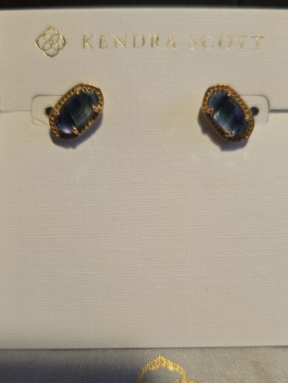 Kendra Scott Ellie Gold Stud Earrings in Blue PDichroic Glass